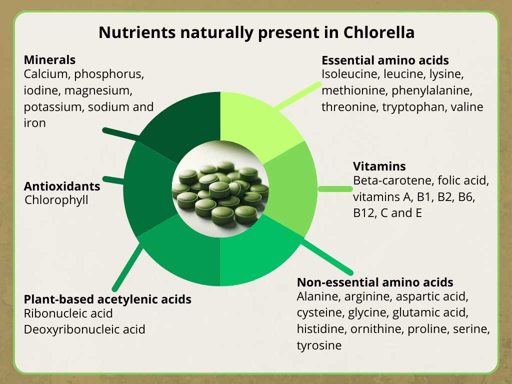 Nutrients naturally present in Chlorella